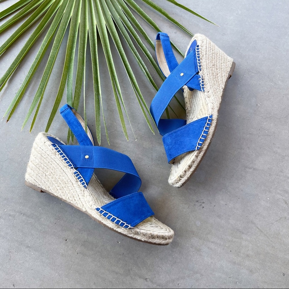 Adrienne Vittadini Royal Blue Espadrille Wedge Sandals - Picture 9 of 10
